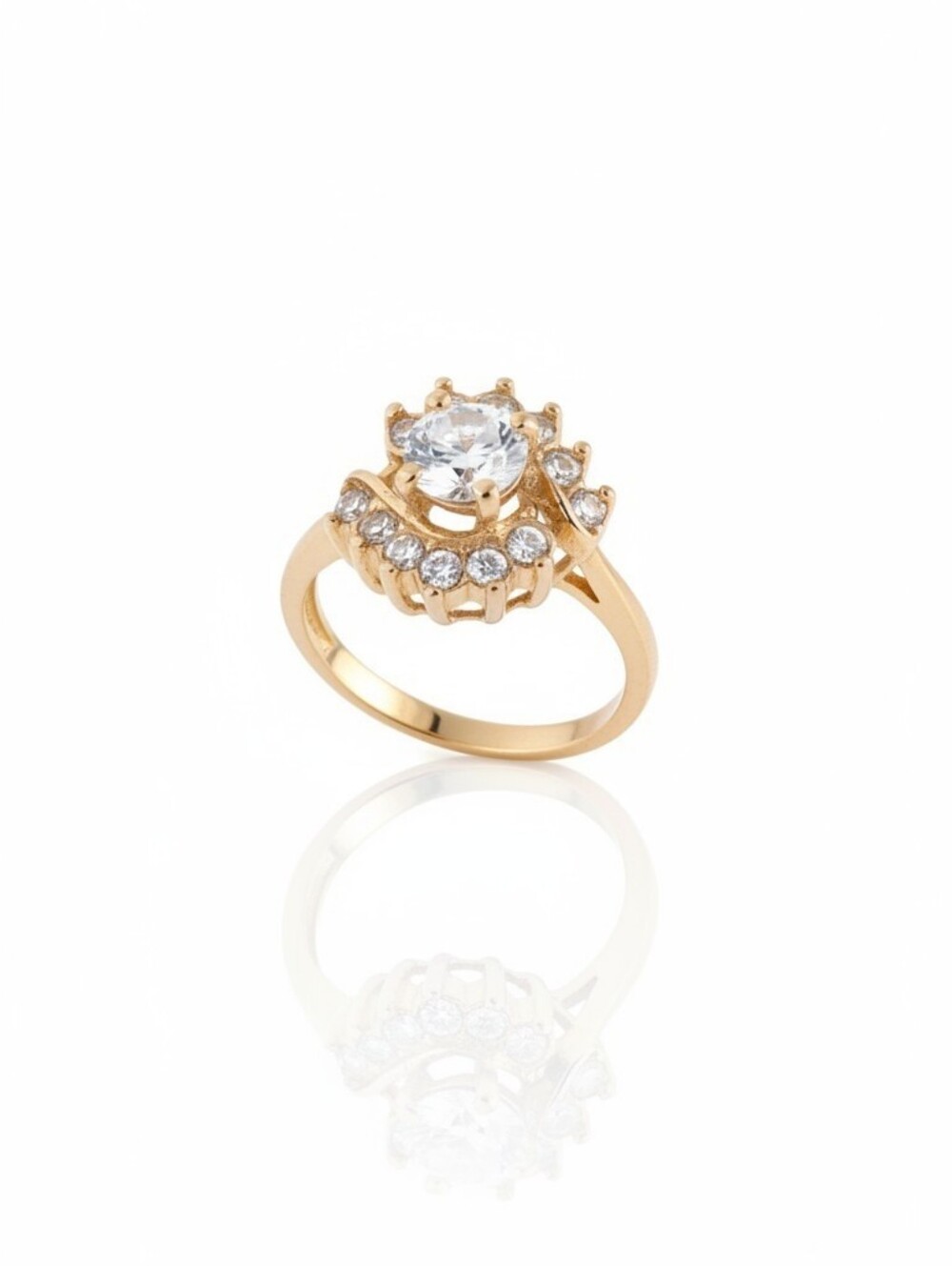 Dominique Gold Crystal Halo Ring